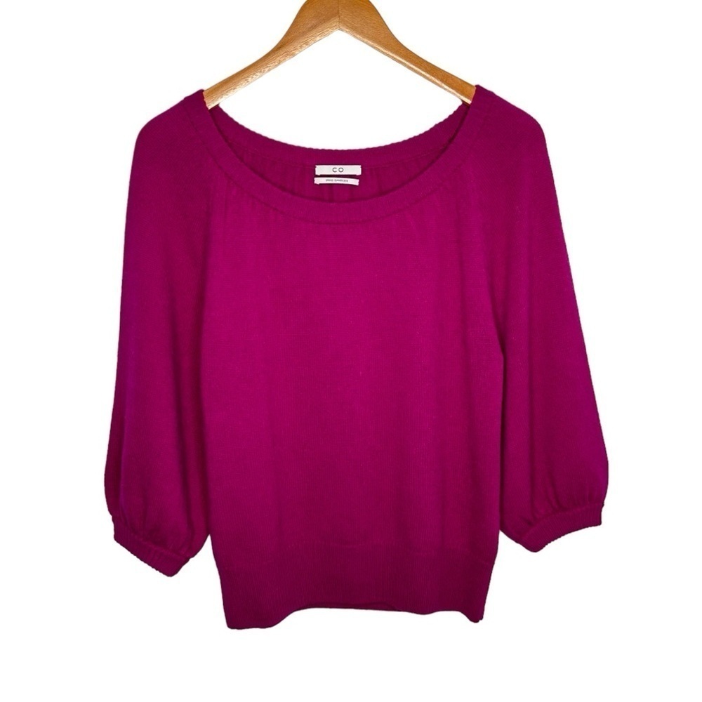 CO Collection Womens Alpaca Blend Sweater Sz Medium Pink Balloon Sleeve Luxury